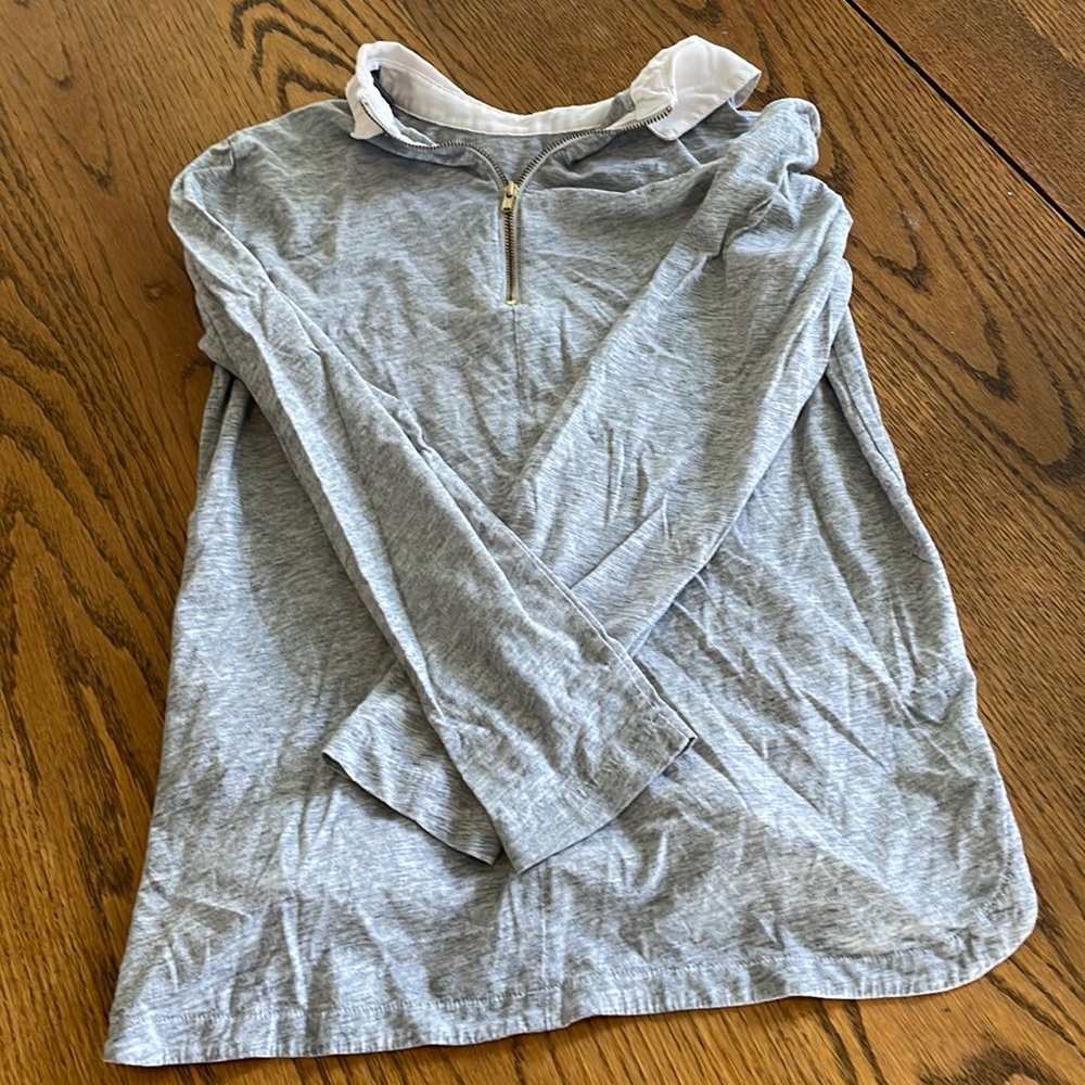 J. CREW grey long sleeve collared tee size XS